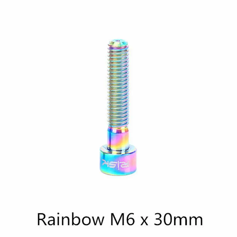 M6X30mm титановые болты для MTB велосипедная Колонка гарнитура стволовая Крышка Болт велосипедный Винт Радуга