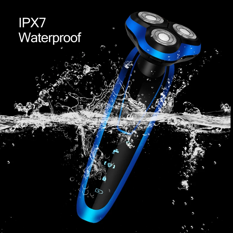 

IPX7 Waterproof Electric Shaver Men Washable Beard Trimmer Rechargeable Shaving Machine 3D Triple Floating Blade Heads Razor 42D