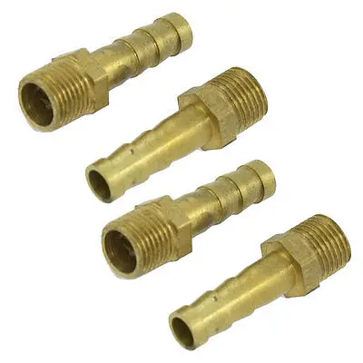 

5 Pcs Brass 1/8" PT Thread 1/4" Air Water Fuel Hose Barb Fitting Adapter
