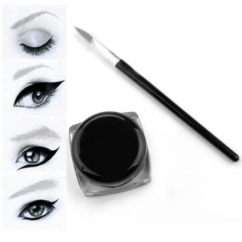 Бренд черный цвет подводка для глаз гель с кистью легко носить макияж стойкий водонепроницаемый подводка для глаз Макияж Красота женская косметика