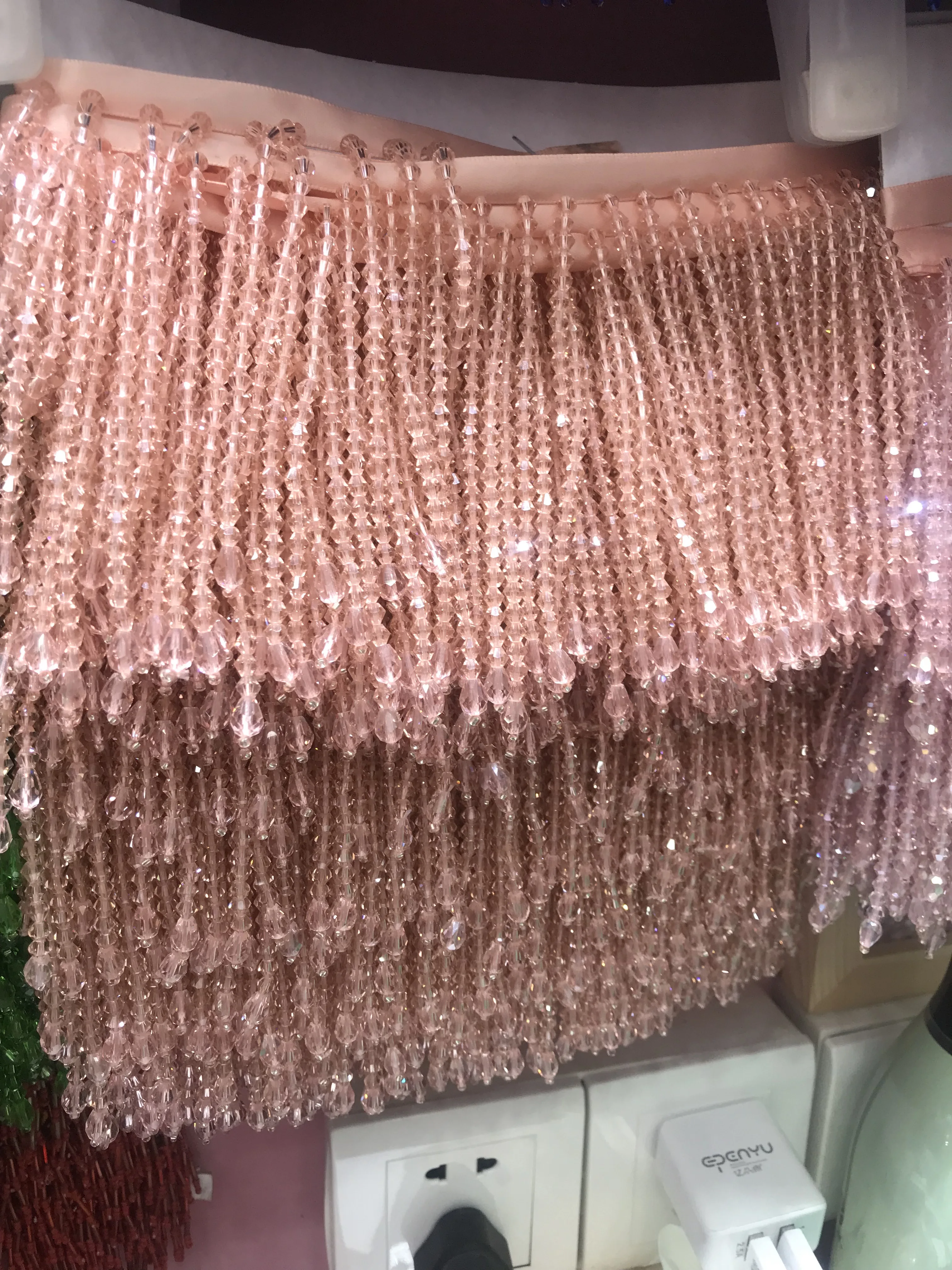 

8-10cm wide 5 yards Peach pink Fully Handmade Beaded Fringe