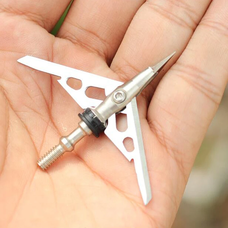 

3pcs Archery Blade Broadhead Hunting Silver 100Grain Stainless Steel Arrowhead Arrow Point Tips