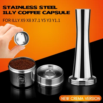 

iCafilas Vip Link Stainless Steel Reusable Coffee Filter Refillable Capsule Cup Pod Tamper For Illy Machine Refill