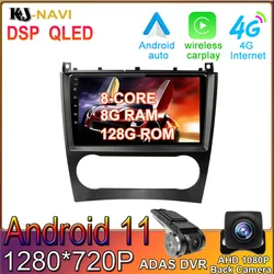 Radio Multimedia con GPS para coche, reproductor con Android 11, CARPLAY, vídeo, No 2 din, dvd, para Mercedes Benz W203, W209, C180, C200, C220, C230