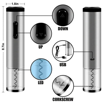 

Electric Wine Opener Set Rechargeable Wine Bottle Opener Set Cordless Automatic Corkscrew Opener with Wine Foil Cutter Wine Aera