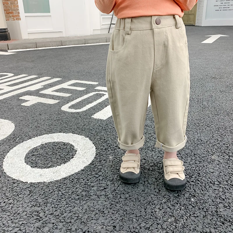 US Bud Mommy BOY'S Denim Trousers Autumn Clothing Trousers Children Versatile Solid Color Pants Male Baby Loose-Fit Western Styl