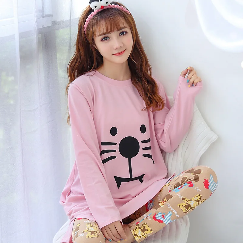 

[[Jun xin]] Autumn Long Sleeve 653 # Cat Face Footprints Qmilch Cartoon Pajamas Suit M -Xxl