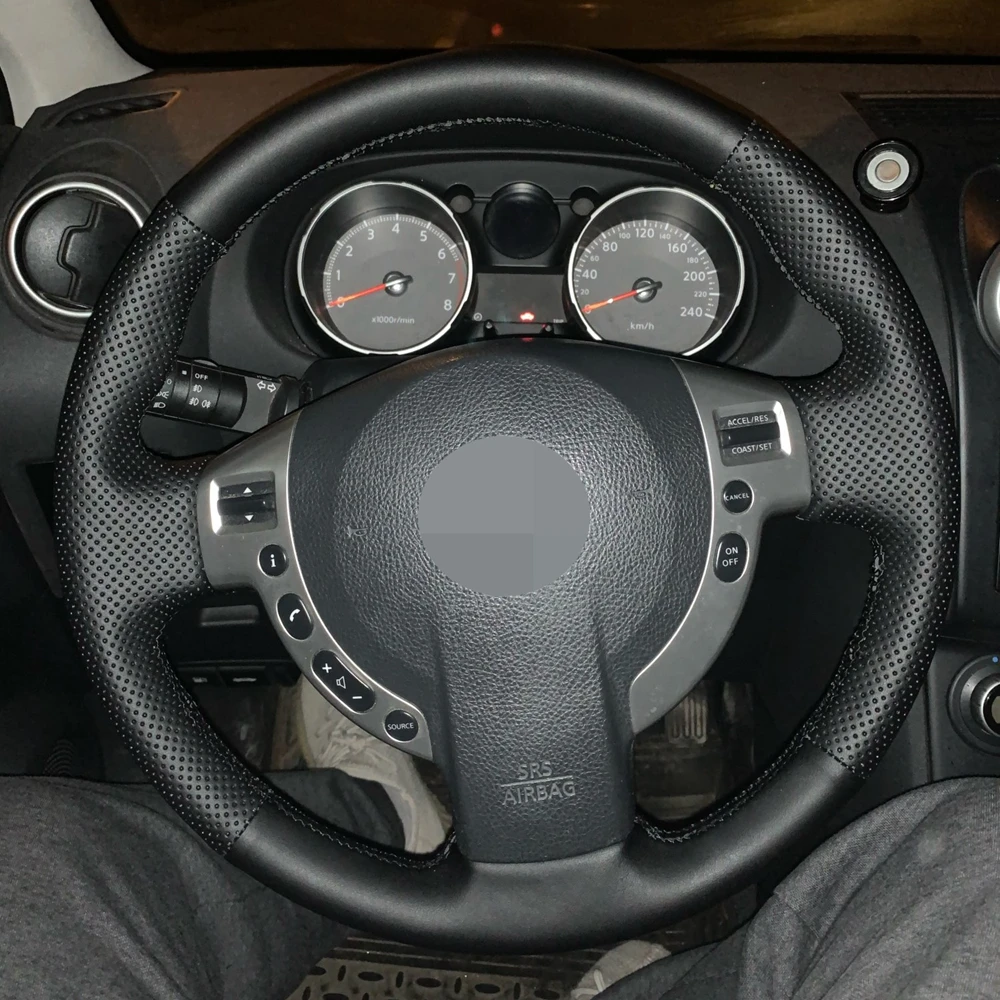 Non-Slip черного цвета из искусственной кожи чехол рулевого колеса автомобиля для