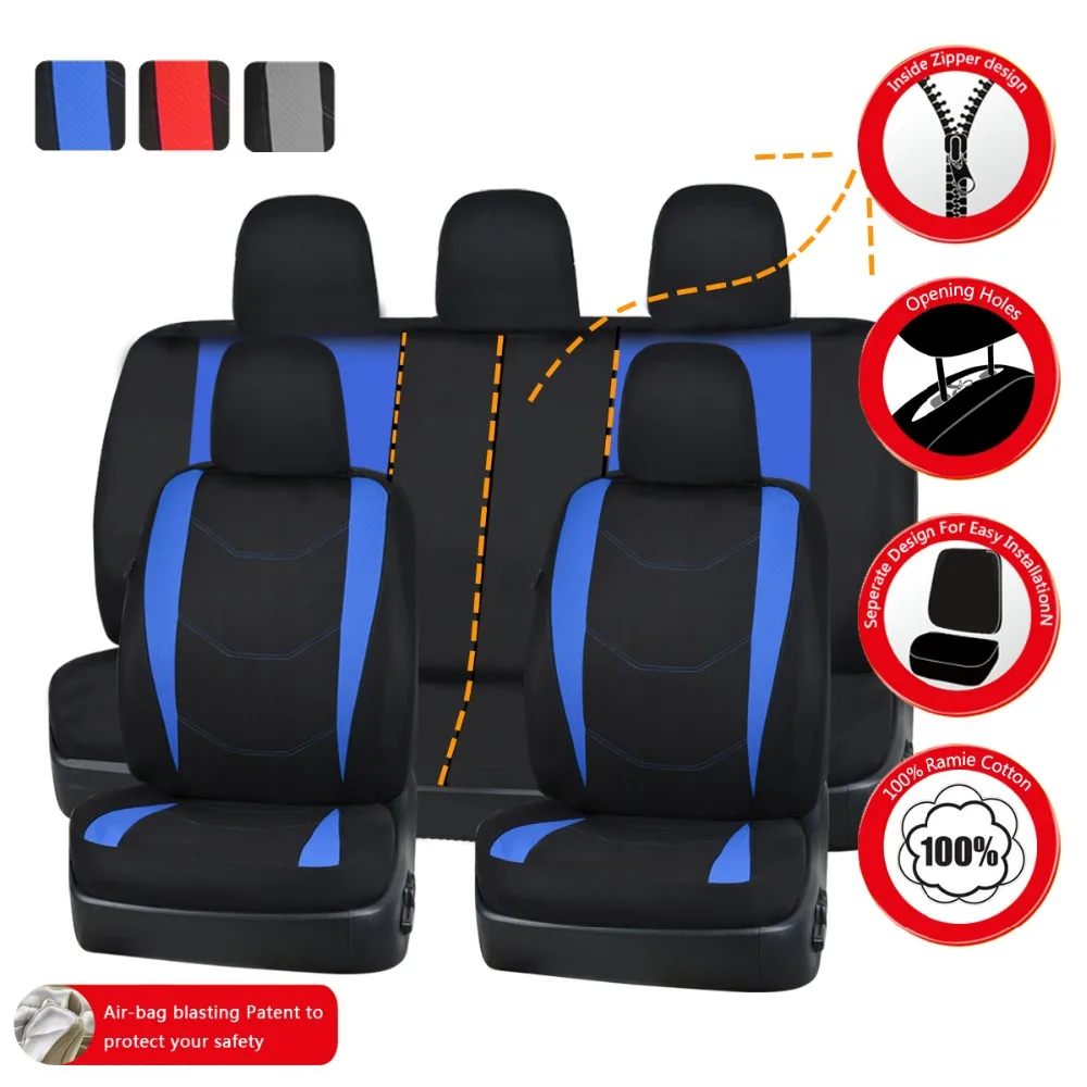 Wesheu Car Seat Covers Universal Auto Interior Accessories Gray Blue Red Car Seat Protector With 2mm Foam Covers