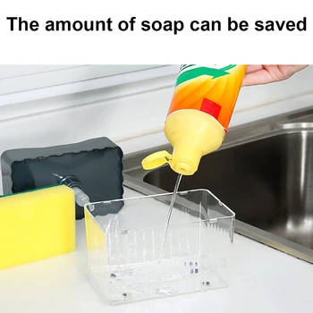 

Pump Dispenser With Sponge Holder Cleaning Liquid Dispenser Container Manual Press Soap Organizer Kitchen Cleaner Tool