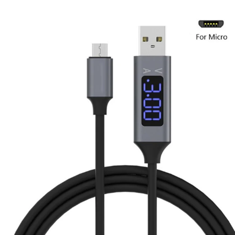 Телефонный кабель type-C Micro USB кабель для передачи данных Быстрая зарядка с светодиодный цифровой дисплей USB-C кабель для Xiaomi huawei Phone Wire(N1112 - Цвет: 1M