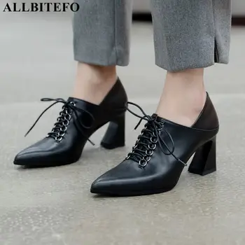 

ALLBITEFO hot sale genuine leather sexy high heels party women shoes women high heel shoes office ladies shoes women heels