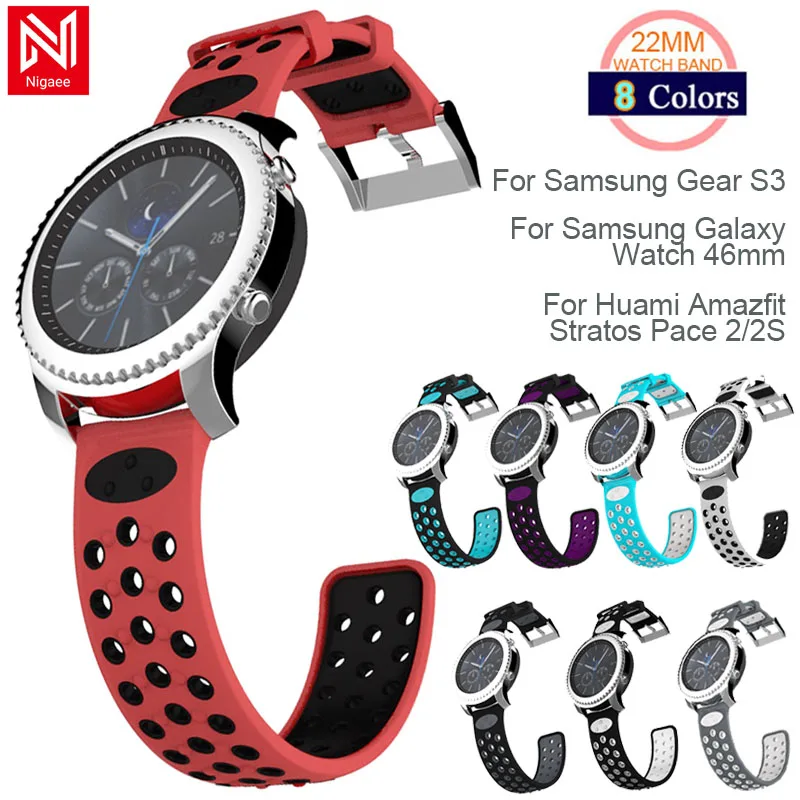 

22mm Silicone Watchband for Samsung Galaxy Watch Gear S3 Strap 46mm Bands Bracelet For Huami Amazfit 2/2S Quick Release