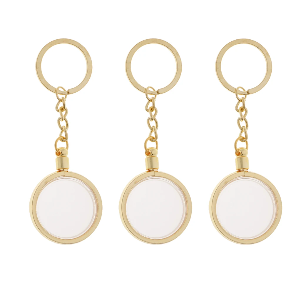 3 Pcs Coin Holder Key Ring Keychain 30mm Souvenir Commemorative Coin