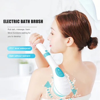 

USB Rechargeable Electric Bath Brush Waterproof Remove Exfoliating Shower Brush Silicone Spa Rub Massage Body Scrubber