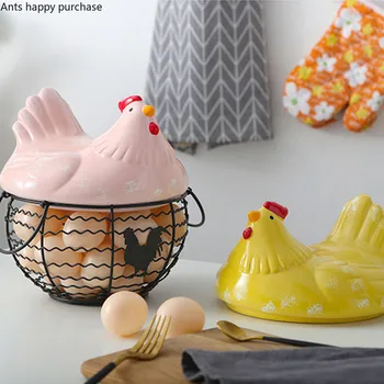 

Creative Hen Storage Basket Home Egg Basket Fruit Basket with Handle Snacks Sundries Storage Box Kitchen Supplies Decoration