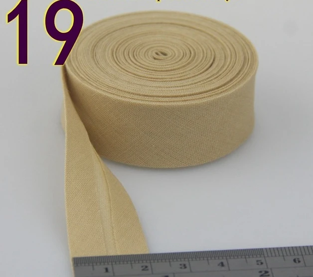 thumbnail image 1 of Cinta al bies 100 % algodón, 20 mm de ancho, 3/4", cinta al bies de un solo pliegue planchada para manualidades de prendas, bricolaje, fabricación a mano, 5 m/lote, 1 of 5