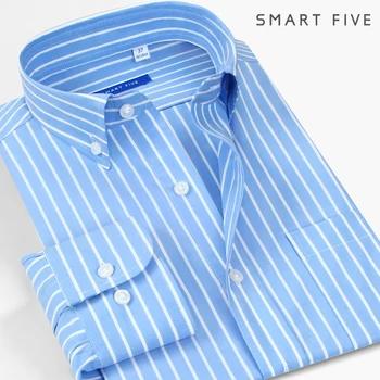 

Shirt Long Sleeve Male Small Fresh Blue Stripes Carbon Grinding Wool Shirt Pure Cotton 2020 Season