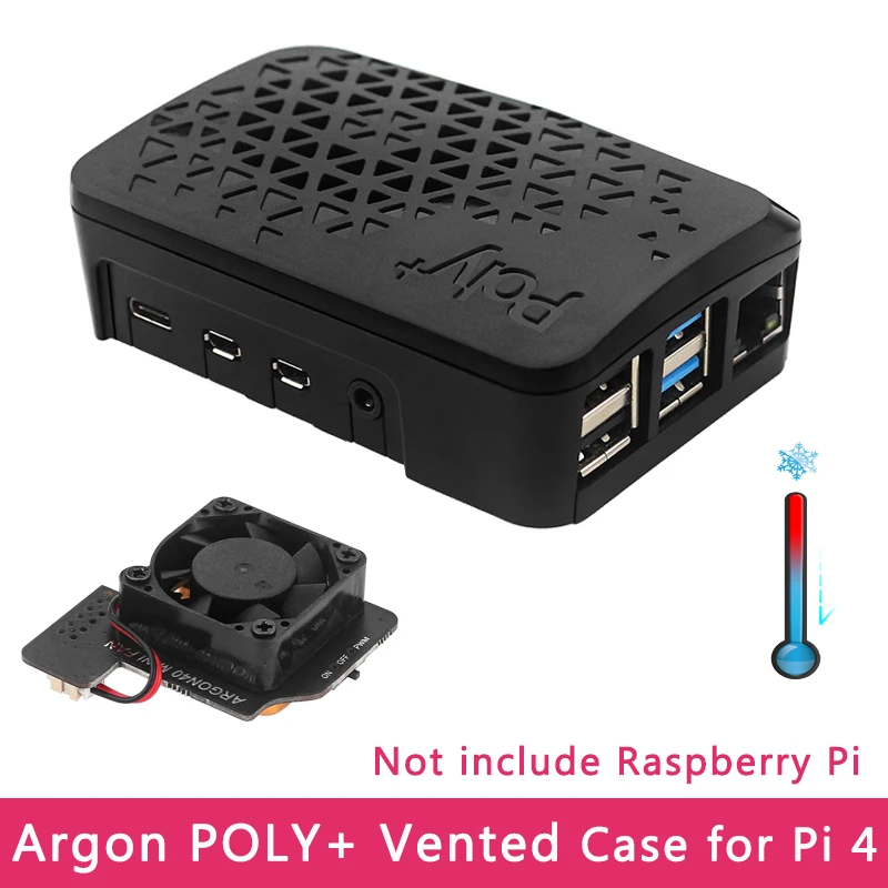 Argon POLY+ Vented Case for Raspberry Pi 4 Model B with PWN Mini FAN