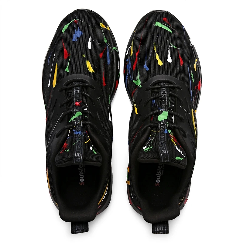 Soulsfeng Mens Running Shoes Mesh Breathable Lightweight Cushioning Training Inkjet pattern Athletic Sneakers Womens Summer