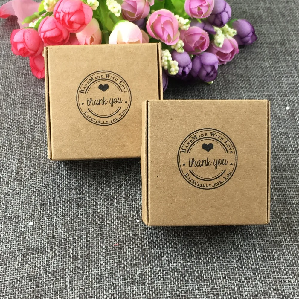 

50pcs/lot 6.5*6.5*3 thank Kraft Paper aircraft boxes with for Candy Handmade Soap Jewelry Gift Packaging