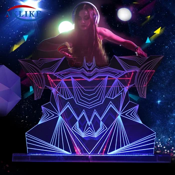 

Lighted Table Dj Booth Professional Customized Logo Aklike Video Dj Stand Facade Dj Podium Glass Top Reception Desk Audio