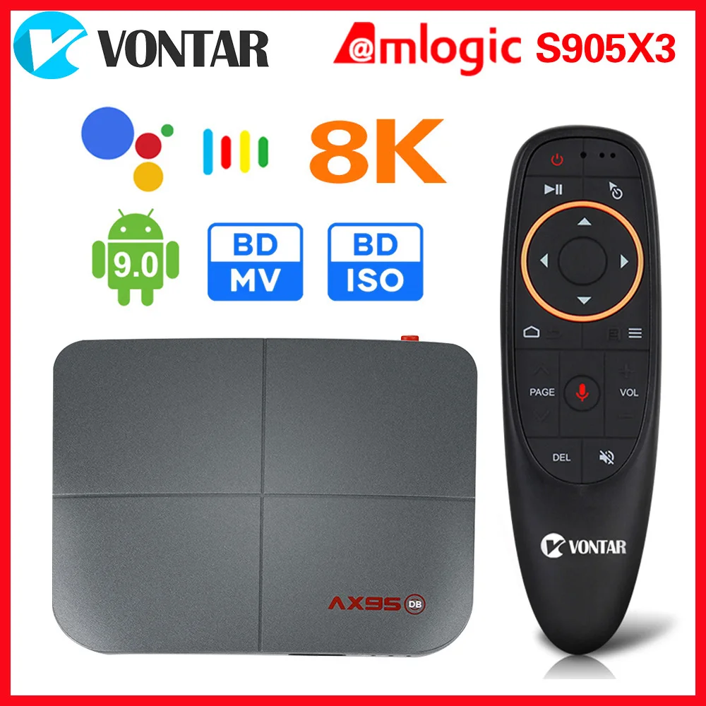 AX95 DB Smart TV Box Android 9 AX95db 8K Max 4GB RAM 128GB Amlogic S905X3 Support Dolby BD MV ISO Dual Wifi 4K 60fps Set top Box