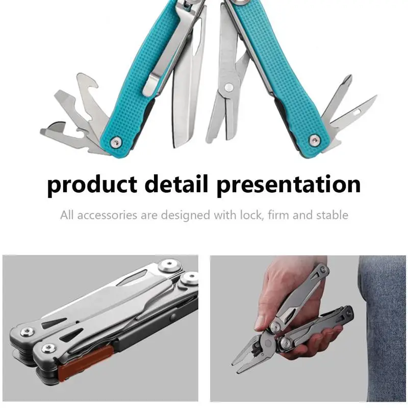 14 In 1 EDC Camping Multitool Plier Cable Wire Cutter Stripper Multi Tools Outdoor Camping Mini Portable Folding Knife Scissors