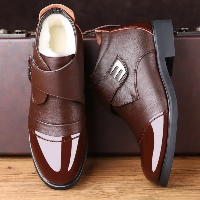 

2019 High Quality Warm Men's Winter Boots Genuine Leather Shoes Winter Waterproof Mens Snow Boots Plus Size Dad Boots