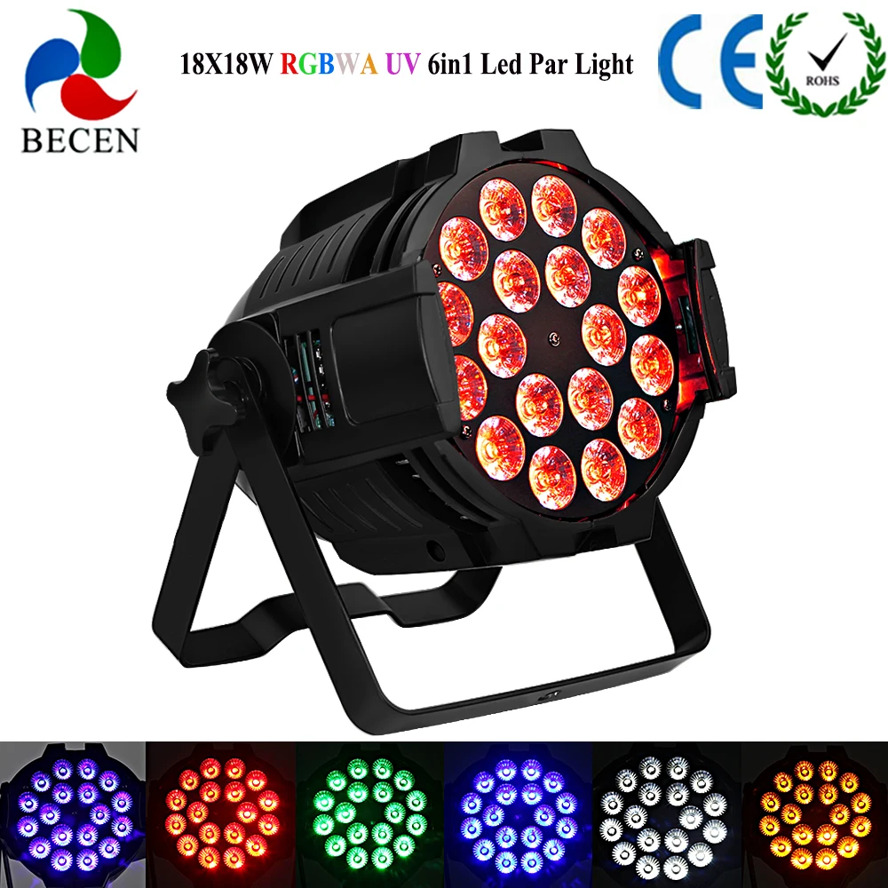 Не взимается 18x18 Вт RGBWA УФ 6in1 Led Par огни 25 градусов свадьбы Рождества 6/9CH