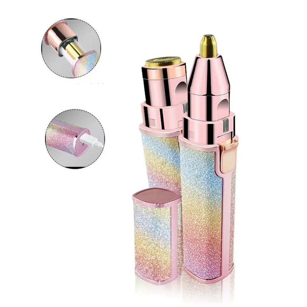 

Lipstick Lady Electric Shaver Usb Charging 2 In 1 Epilator Eyebrow Trimming Device Electric Eyebrow Trimmer