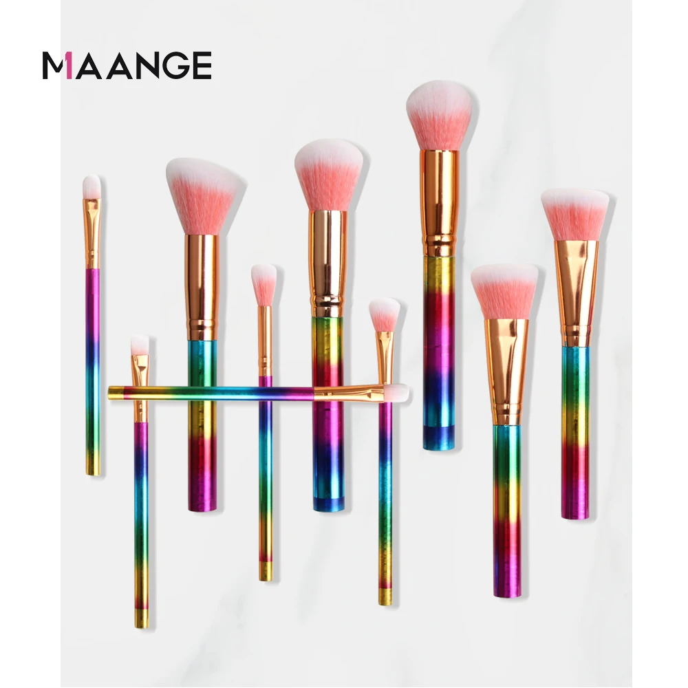 MAANGE, 10 шт., Кисть для макияжа, косметическая пудра, основа, тени для век, губы, набор кисточек для макияжа, синтетические волосы