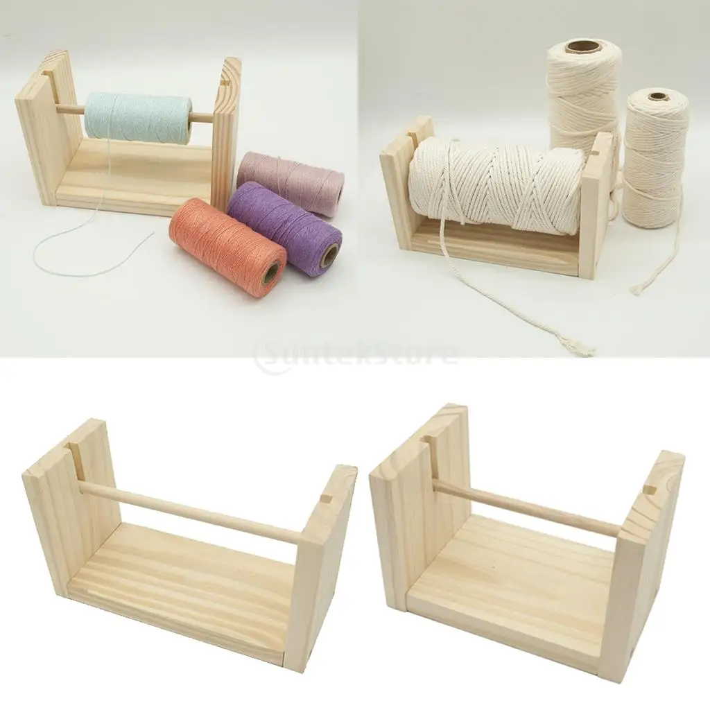 Rotational Wood Bobbins Twine Dispenser Thread Spools Rack Sewing Embroidery Ribbon Textile Yarn Storage Organizer DIY Winder