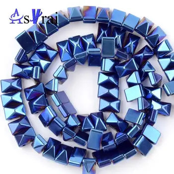 

Natural Double Hole Blue Hematite Pyramid Beads 6*3mm Spacer Loose Beads For Jewelry Making Diy Handmade Bracelets Jewellery 15"