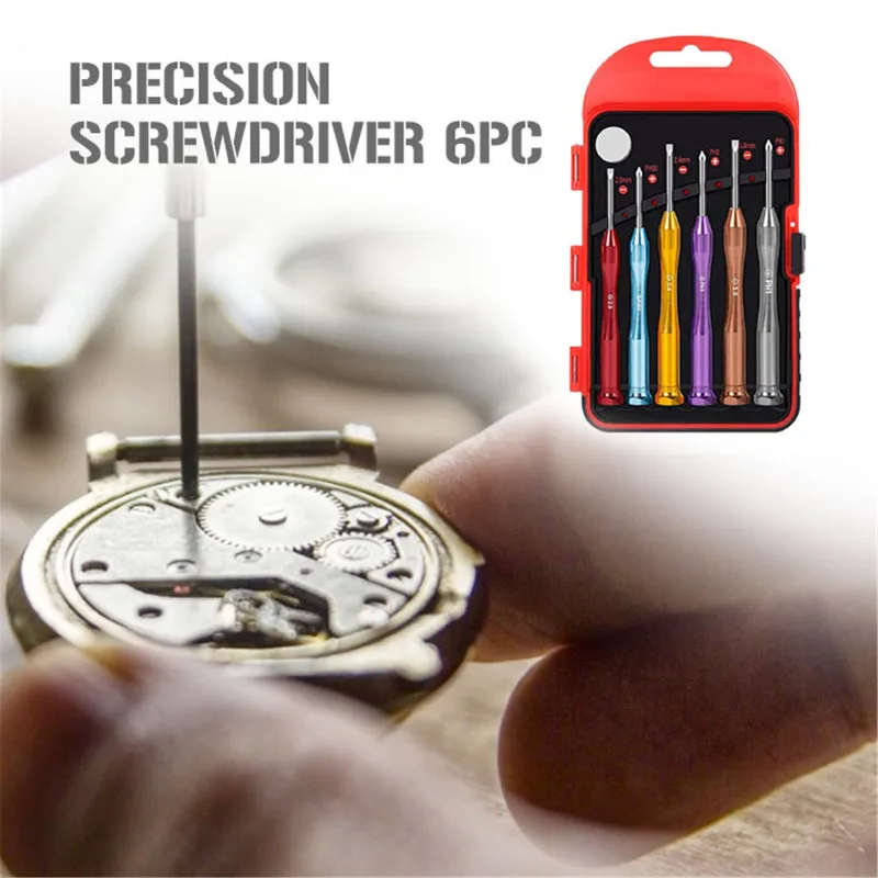

6Pcs Mini Precision Screwdrivers Set with Magnet Aluminum Alloy Repair Phones Machinery Clocks Watch Small Appliances Screw Bit