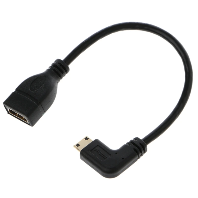 Угловой позолоченный мини кабель HDMI Мама с углом 90 градусов штырь гнездо для HDTV