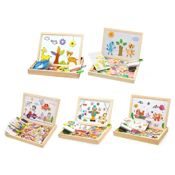 

Children Wooden Drawing Board Magnetic Puzzle Painting Board Educational Toy