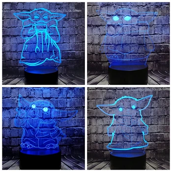 

Drop Ship Yoda Light 3D Optical Star Wars Action Model LED Night Light For Boy Room Decor Lighting Holiday toy For Teens Toy