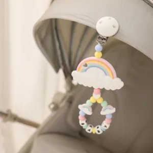 Детская игрушка, зажим для коляски пищевого класса, детская Мобильная коляска, персонализированная силиконовая бусина, цепочка для соски, Прорезыватель для младенцев, ожерелье, бусины для прорезывания зубов