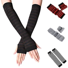 Осенние женские мужские полосатые нарукавники с принтом, модные тонкие эластичные летние солнцезащитные защитные длинные руки, теплые локоть перчатки, рукава