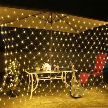 

220VLED Light String 8 Modes Outdoor Waterproof Holiday Lighting Christmas Wedding Decoration Light Net Curtain 1.5*1.5m