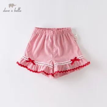 

DBJ13909 dave bella summer baby girls fashion bow striped shorts children knee length kids pants infant toddler trousers