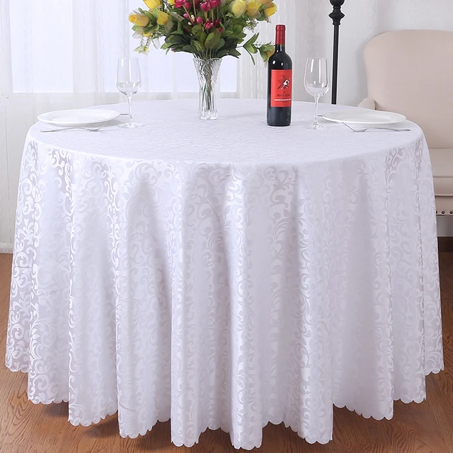 Custom Size Wedding Table Cloth Rectangular Solid Round Tablecloth Table Cover For Christmas Birthday Party Hotel Decoration White