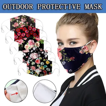 

Adult Universal Fashion Chic Floral Print Face Maks Dustproof Smogproof Cotton Mask Washable And Reusable Breathable Filter Mask