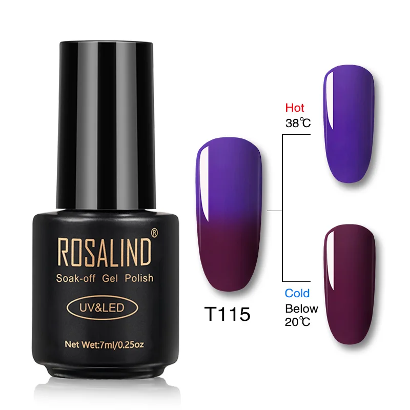 RAT115 Гель-лак для ногтей ROSALIND, меняющий температуру, Гель-лак, гибридные Лаки, 7 мл, УФ-светодиодный, впитывающий Гель-лак, Базовое покрытие для ногтей - Цвет: RAT115