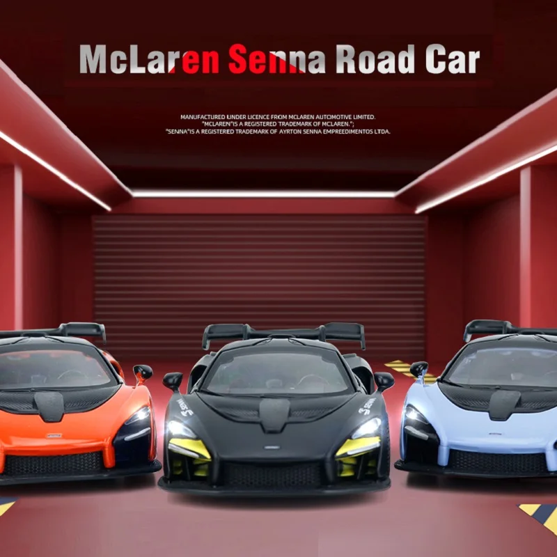 1/32 Electric McLaren Senna Children Car Model Boy Christmas Gift for Child Men's Souvenir Pull-Back Collection Alloy Cars