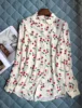Ladies Cherry Print Silk 100% Lapel Long Sleeve Blouse Shirt Top 2