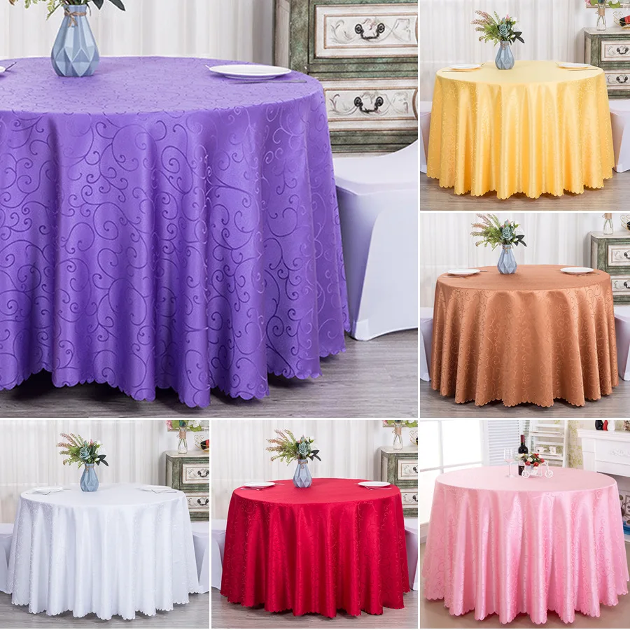

10PCS Wedding Jacquard Polyester Tablecloth Round Party Table Cloth Hotel Table Cover