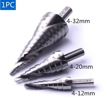 

Top Quality 1Pcs 4-12mm 4-20mm 4-32mm HSS Spiral Grooved Triangle Shank Step Drill Bit Metalworking Step Drill Tool