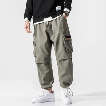 

Japanese Style Cargo Pants Men Fashion Hip Hop Dance Trousers Men Elastic Waist Drawstring Harajuku Mens Pants Plus Size M-5XL